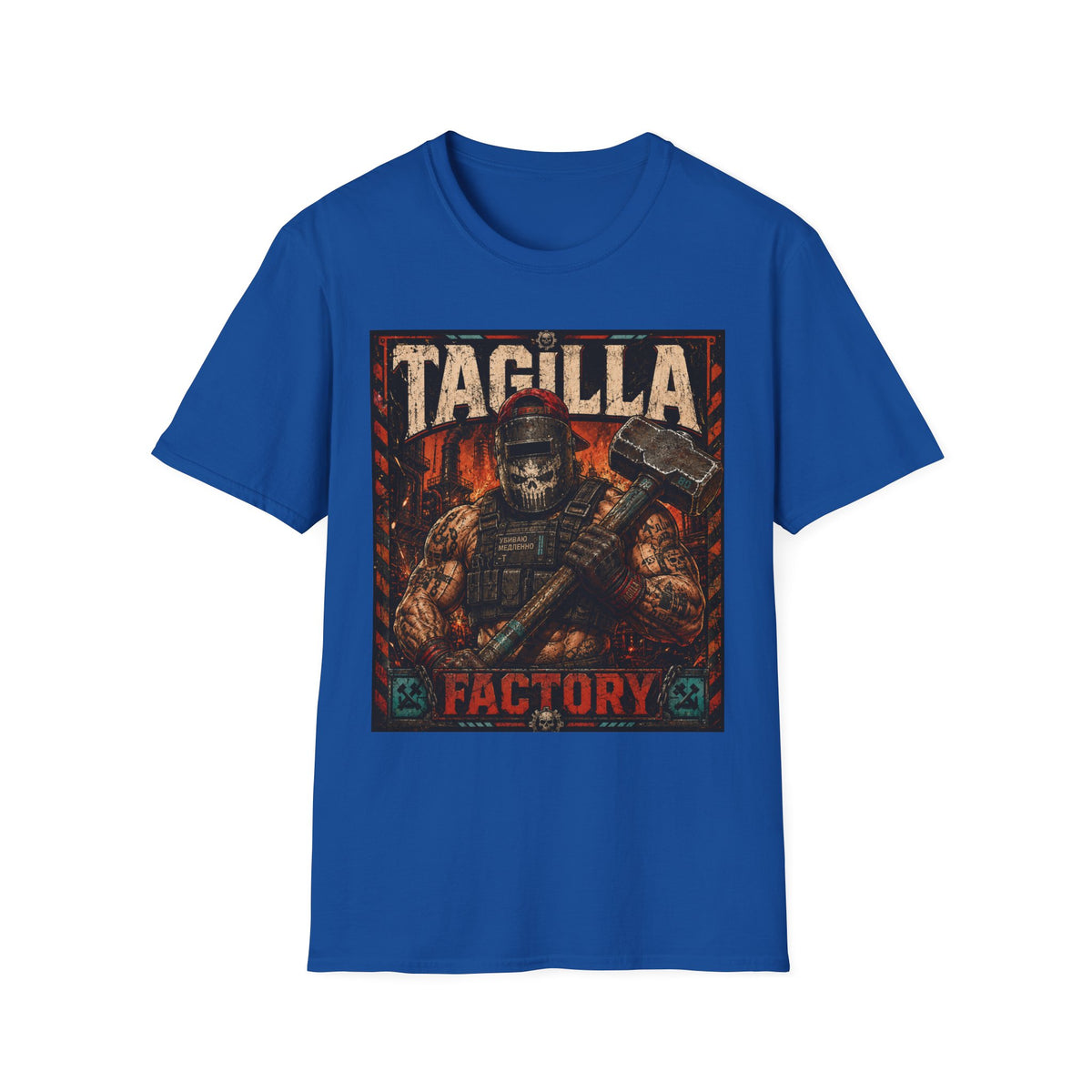 Tagilla Factory T-Shirt — Vintage Industrial Skull & Sledgehammer Graphic