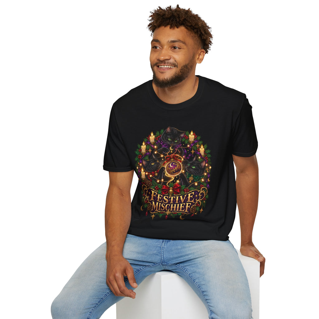 Festive Mischief | Cat Lover Christmas Holiday T-Shirt