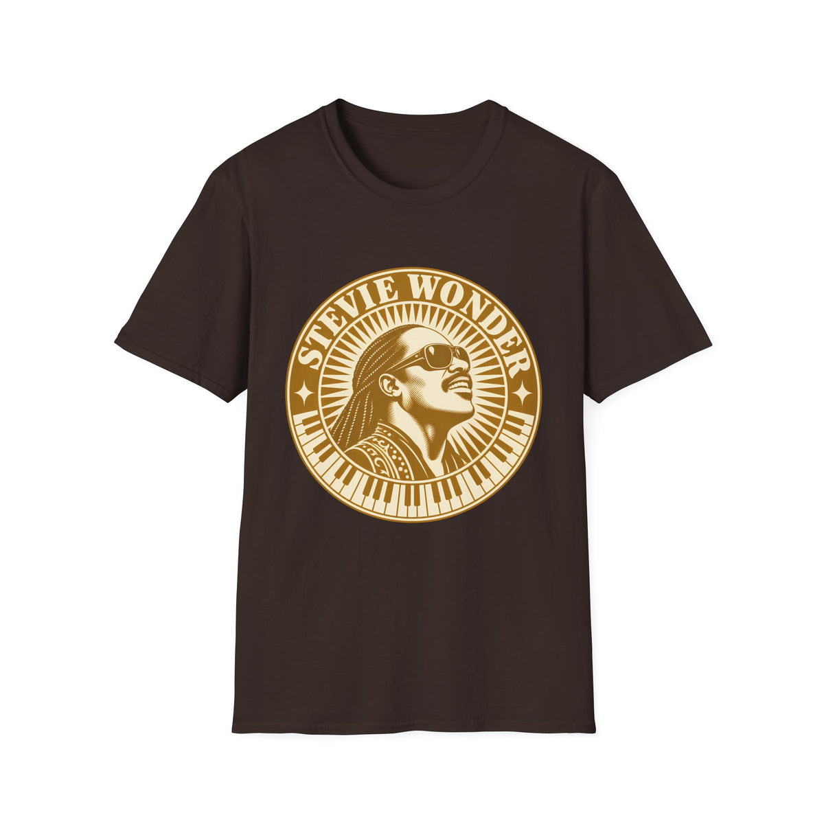 Stevie Wonder Graphic T-Shirt - Vintage Gold Portrait Tee