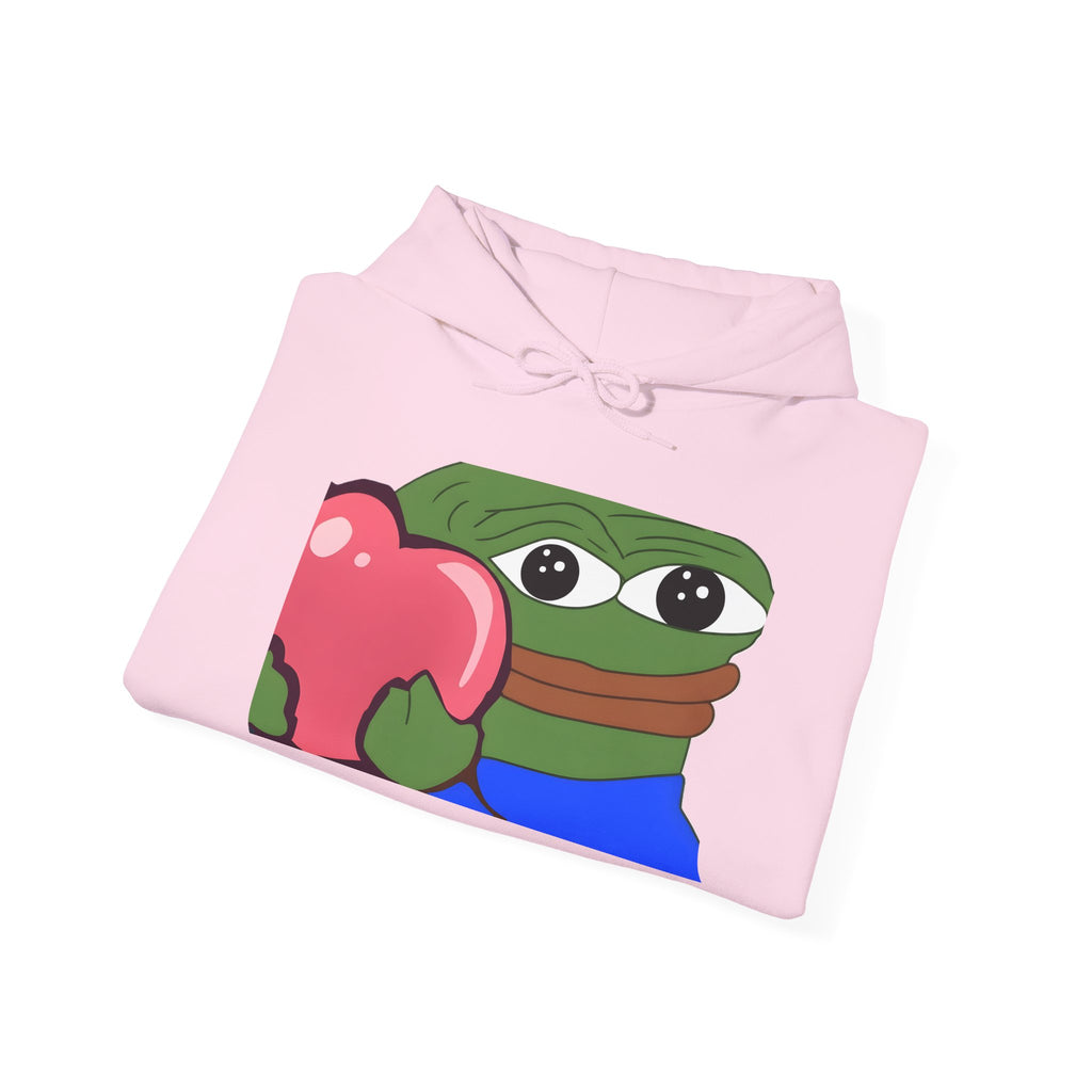 Pepe Heart Hoodie — Cute Pepe Holding Heart Graphic Pullover