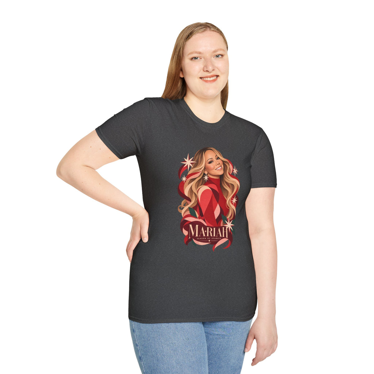 Mariah Carey | Holiday Diva Graphic Tee | Retro Red Star Portrait