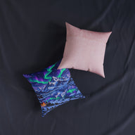 Frozen Mountains Pixel Art Aurora Cushion | Decorative Sofa Pillow