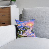 Sky Islands Pixel Art Floating Castle Cushion | Decorative Sofa Pillow