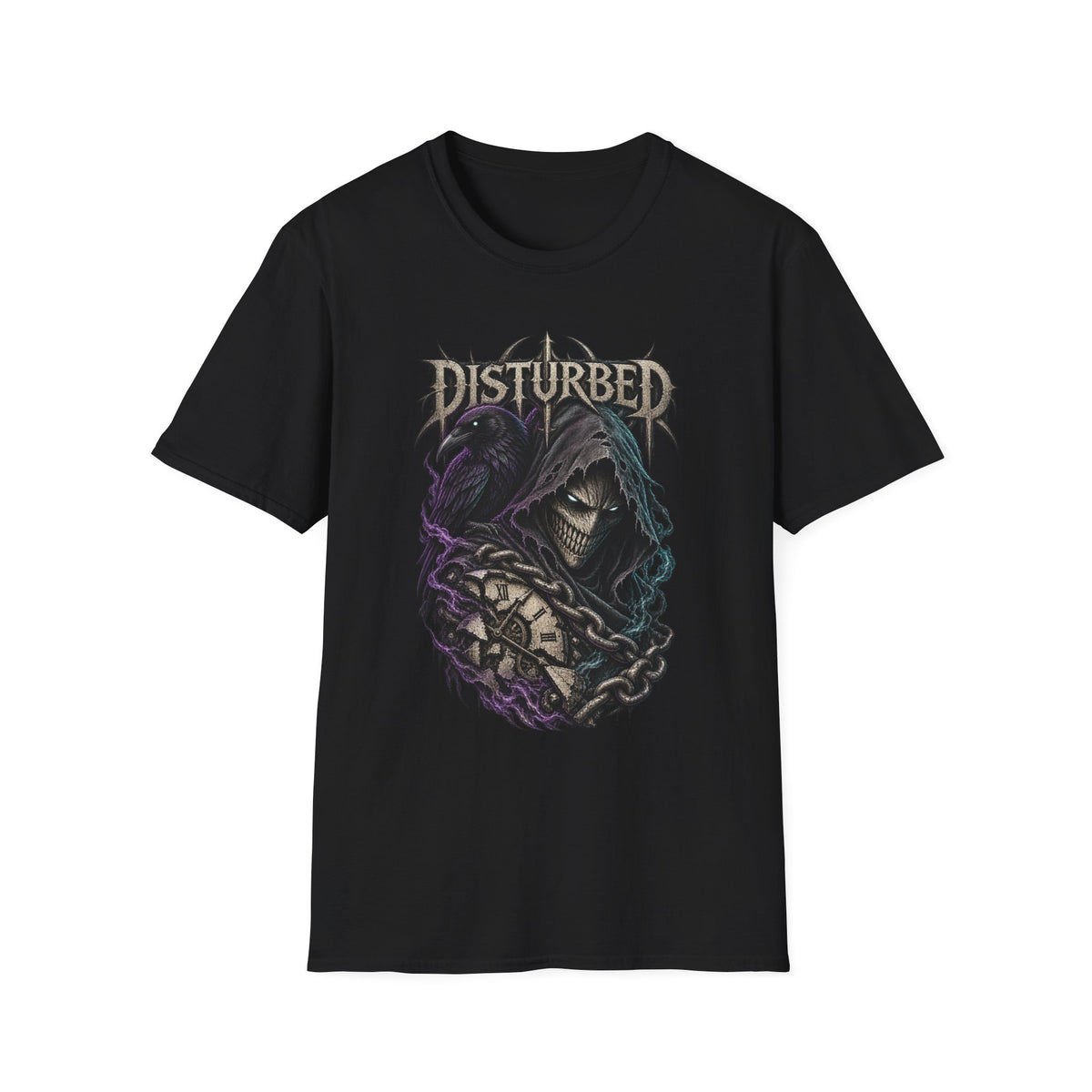 Disturbed | Grim Reaper and Chains Heavy Metal Band Graphic T-Shirt