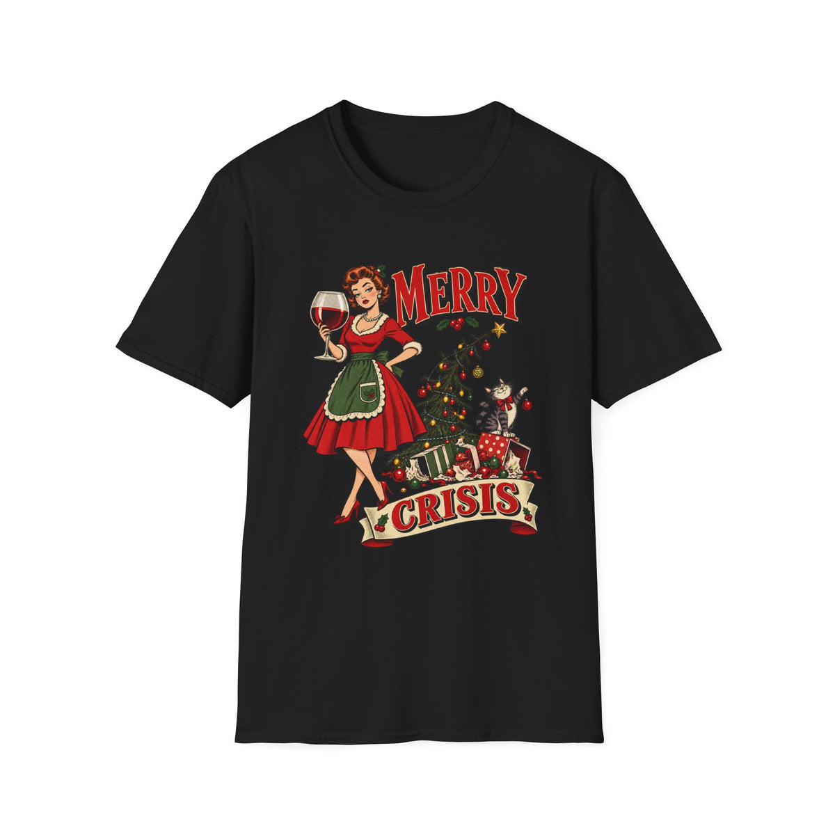 Christmas | Merry Crisis | Retro Pinup | Graphic Tee