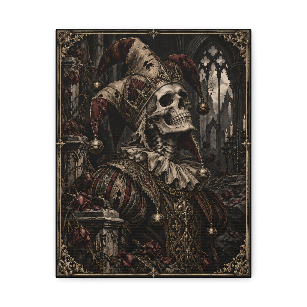 Canvas | Gothic Jester Skull | Occult Wall Art