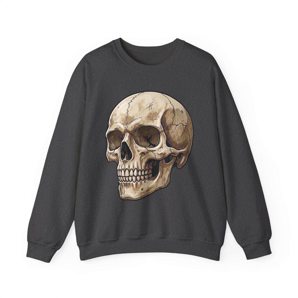 Skull Art Crewneck Sweatshirt — Vintage Anatomical Skull Graphic