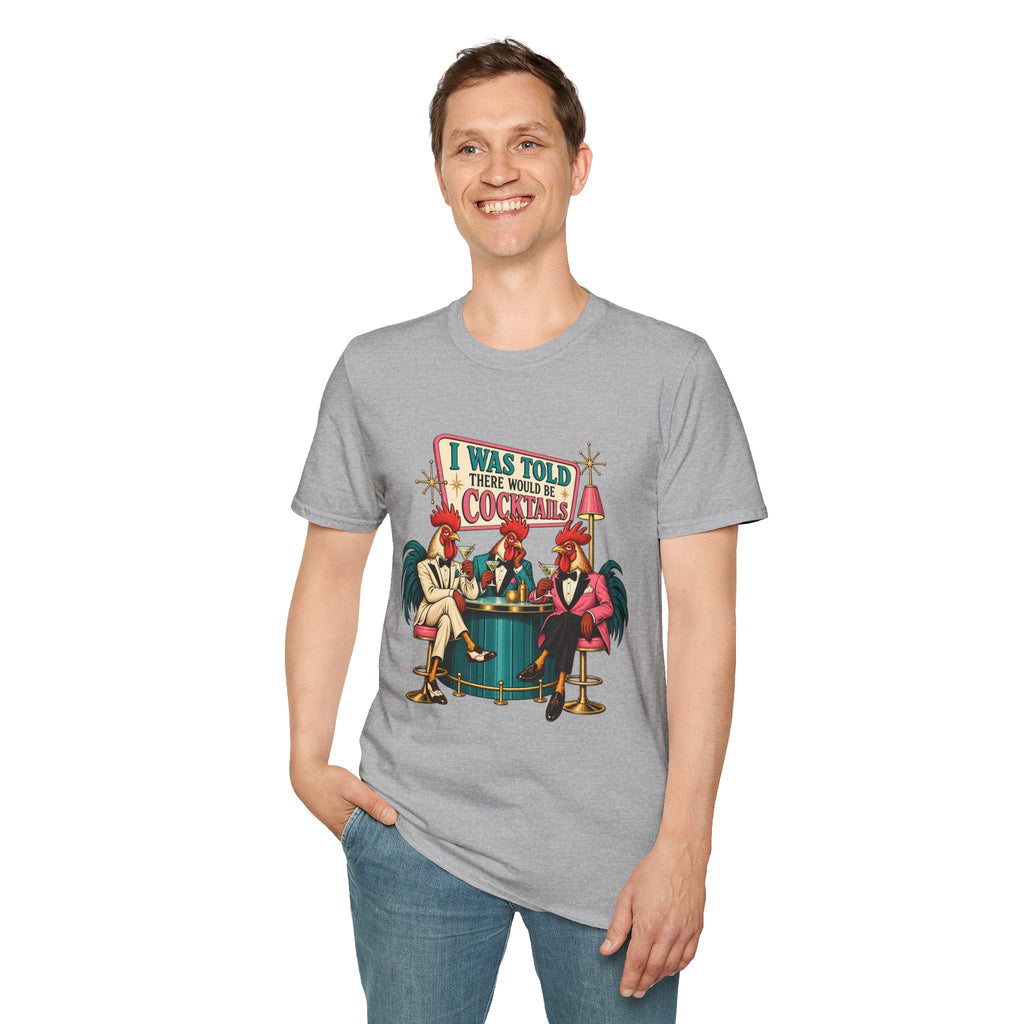 I Was Told There Would Be Cocktails T-Shirt | Retro Flamingo Bar Cocktail Tee