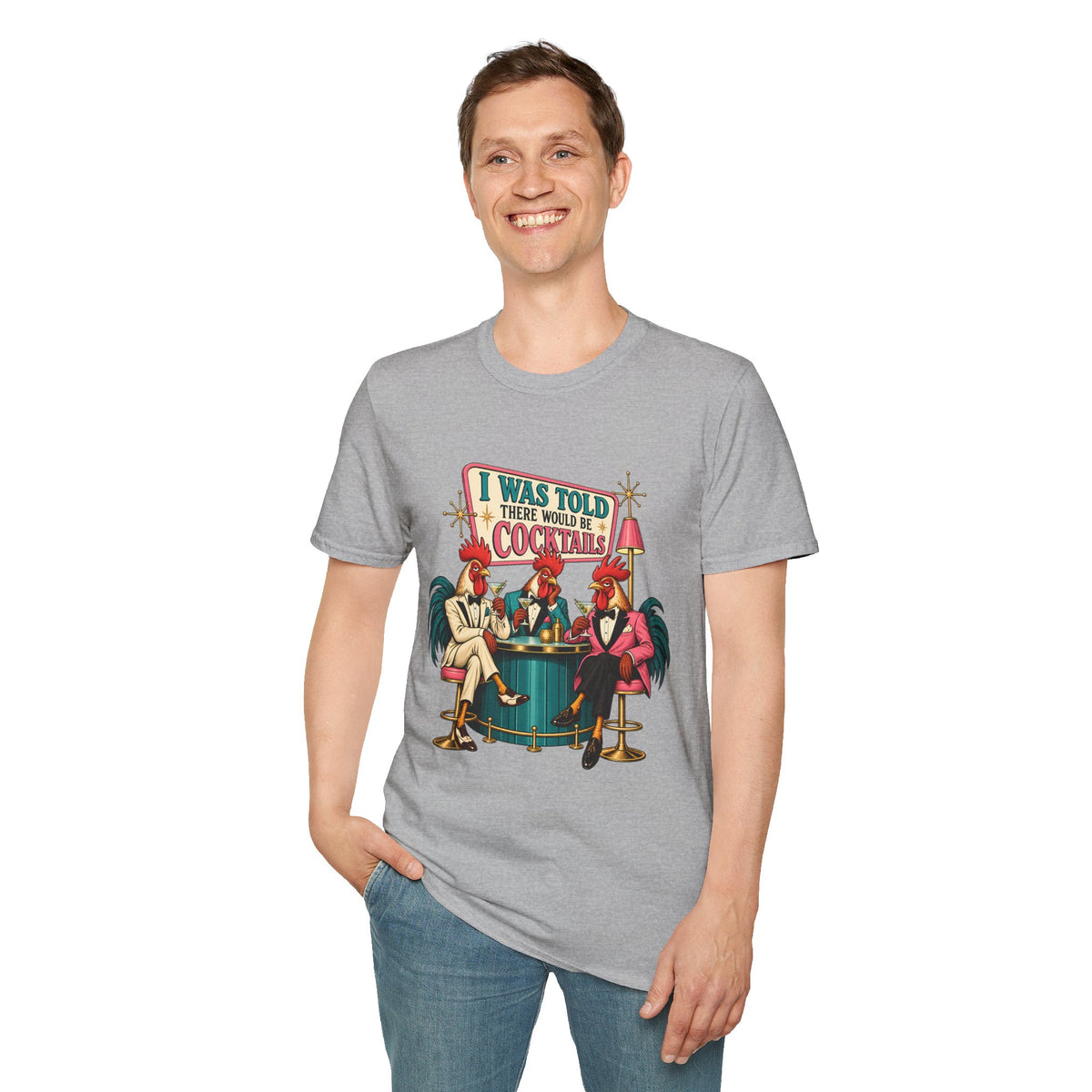 I Was Told There Would Be Cocktails T-Shirt | Retro Flamingo Bar Cocktail Tee