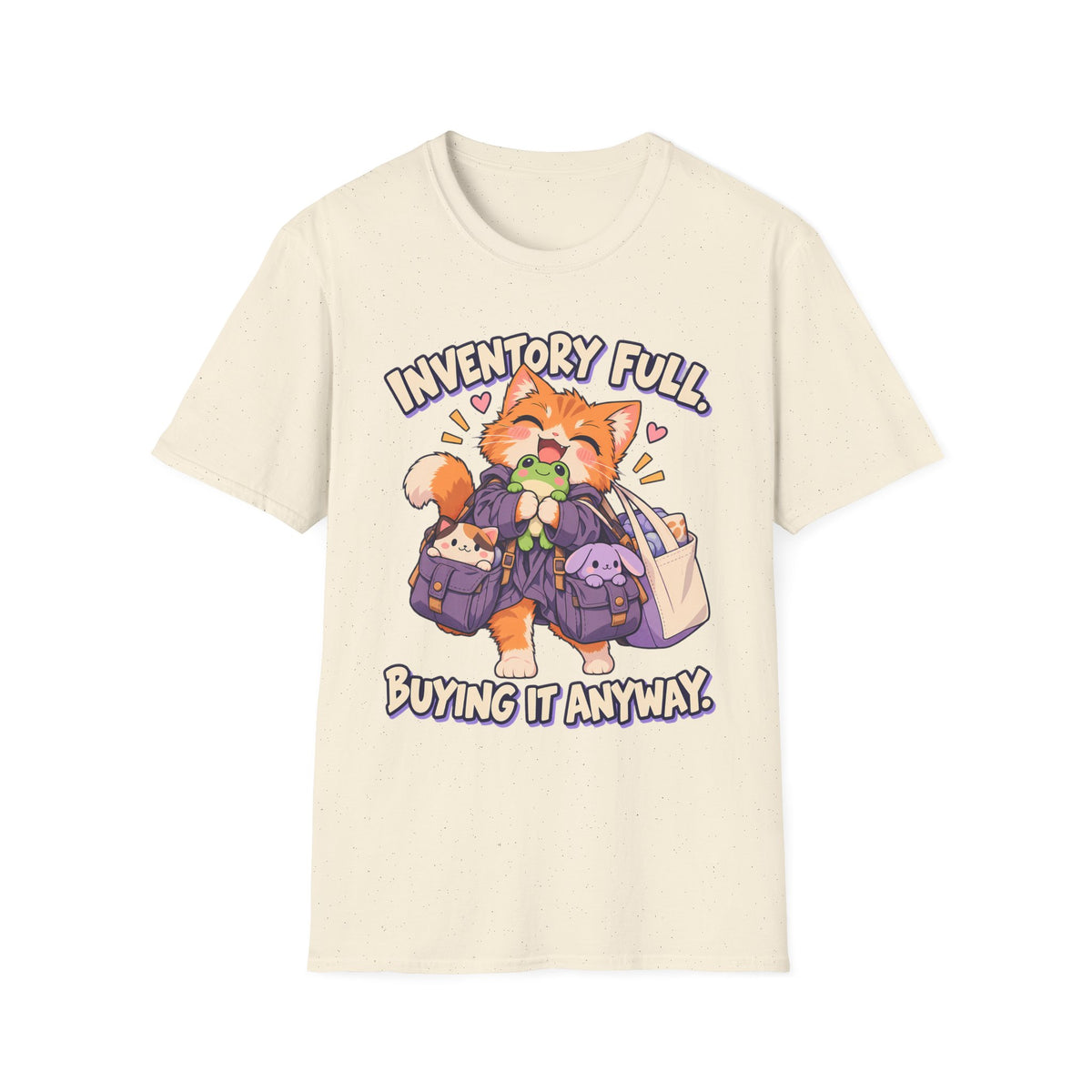 Inventory Full, Buying It Anyway | Cute Cat Anime Funny Tee