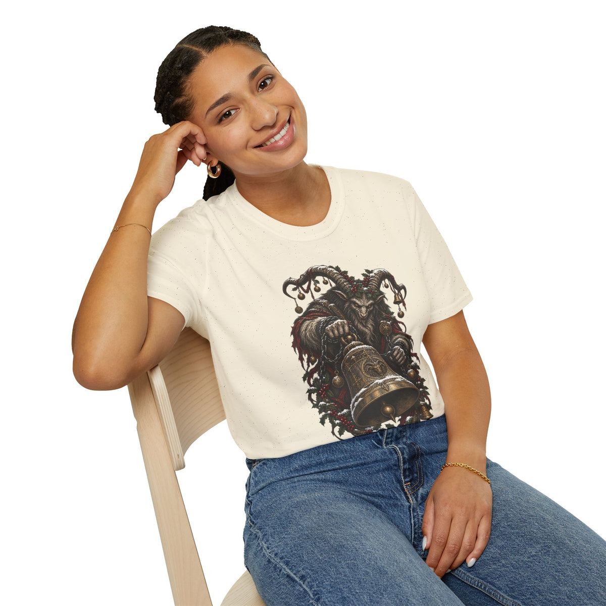 Krampus with Bell | Dark Christmas Demon T-Shirt