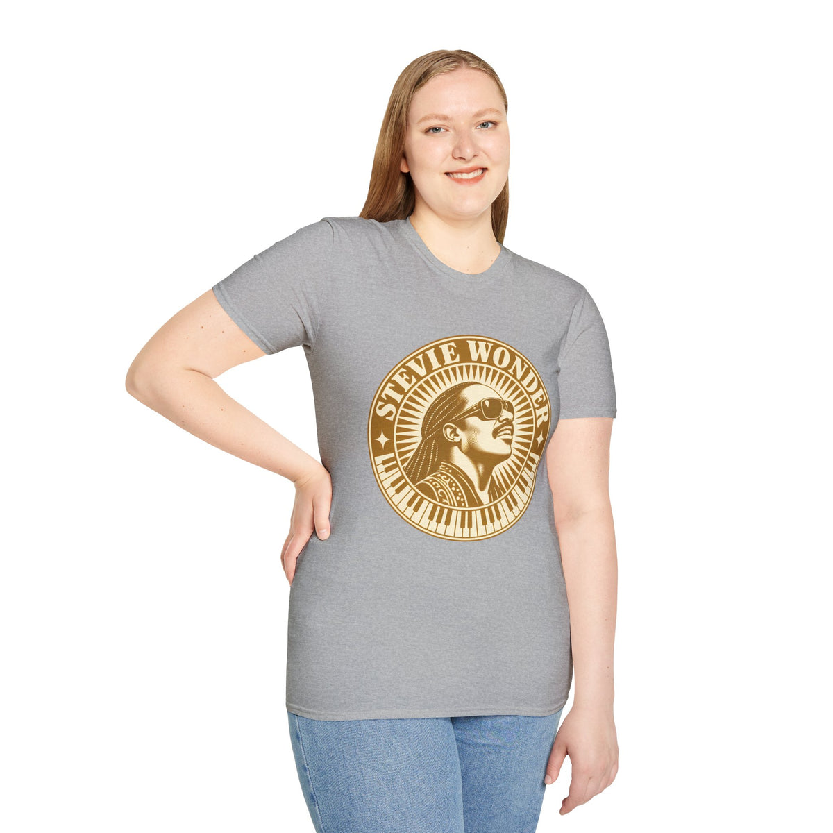 Stevie Wonder Graphic T-Shirt - Vintage Gold Portrait Tee