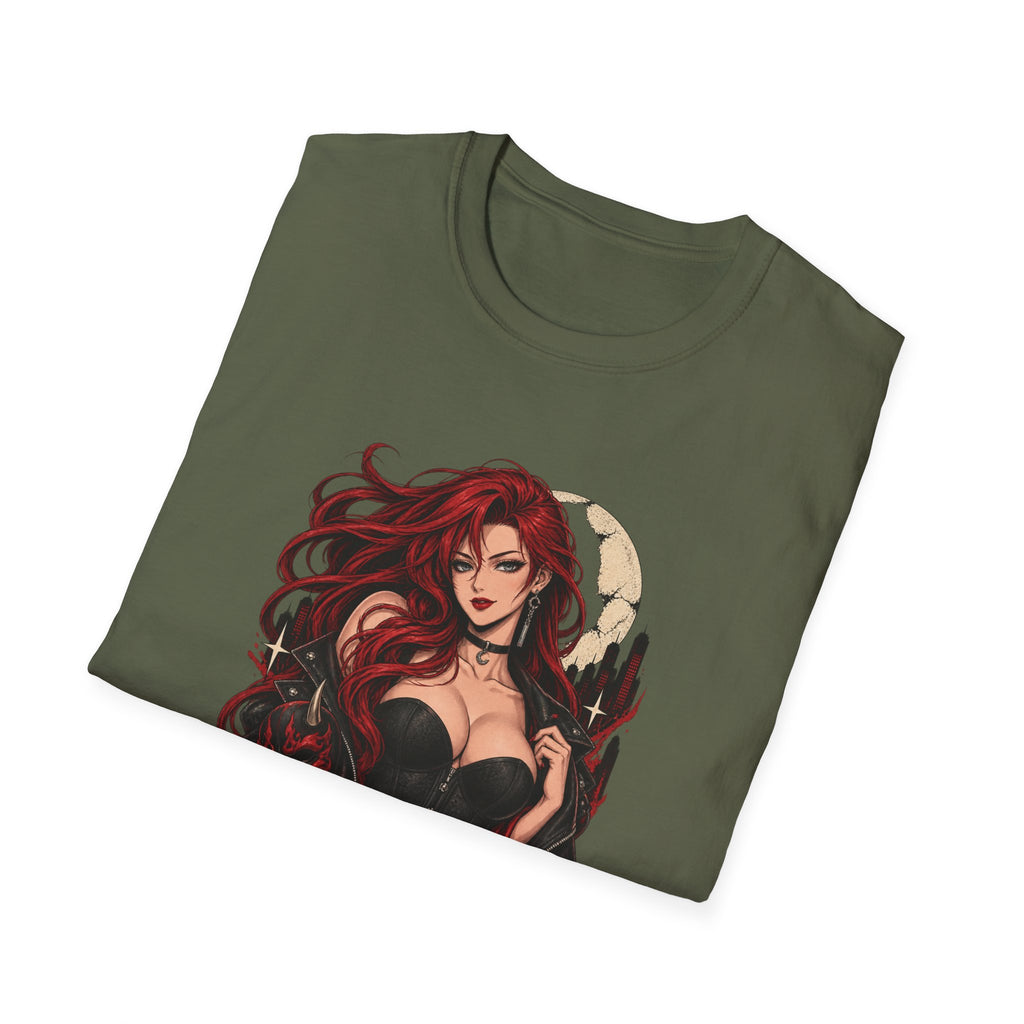 Crimson Dusk | Sexy Gothic Hannya Mask Pin up Woman T-Shirt