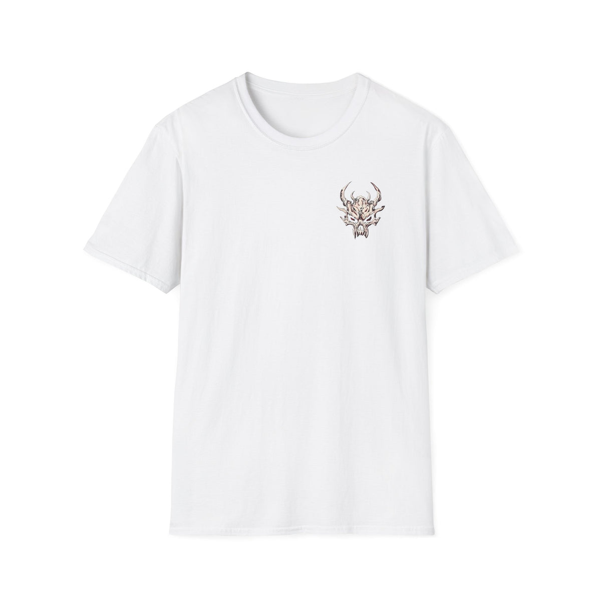 Demon Skull Chest Tee — Gothic Horned Skull T-Shirt