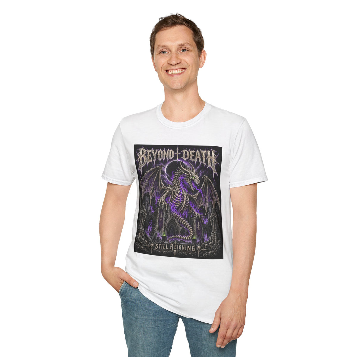Beyond Death Dragon T‑Shirt — Gothic Purple Dragon Graphic Tee