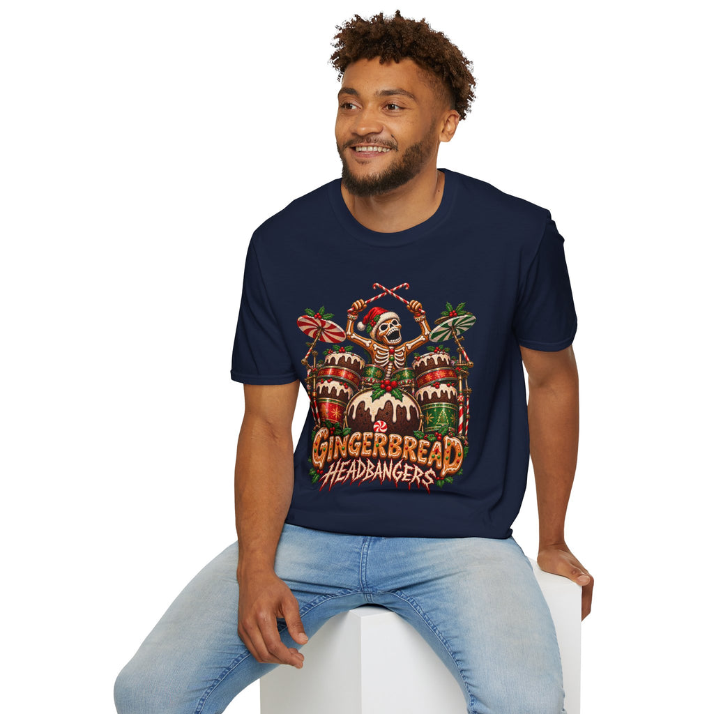 Gingerbread Headbangers | Drummer Christmas T-Shirt