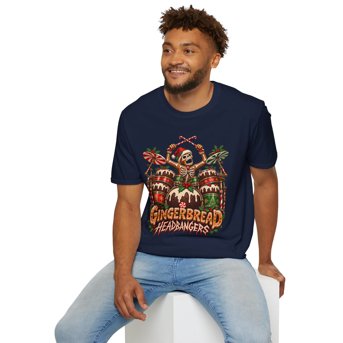 Gingerbread Headbangers | Drummer Christmas T-Shirt