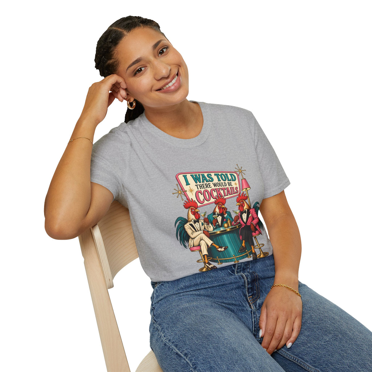 I Was Told There Would Be Cocktails T-Shirt | Retro Flamingo Bar Cocktail Tee