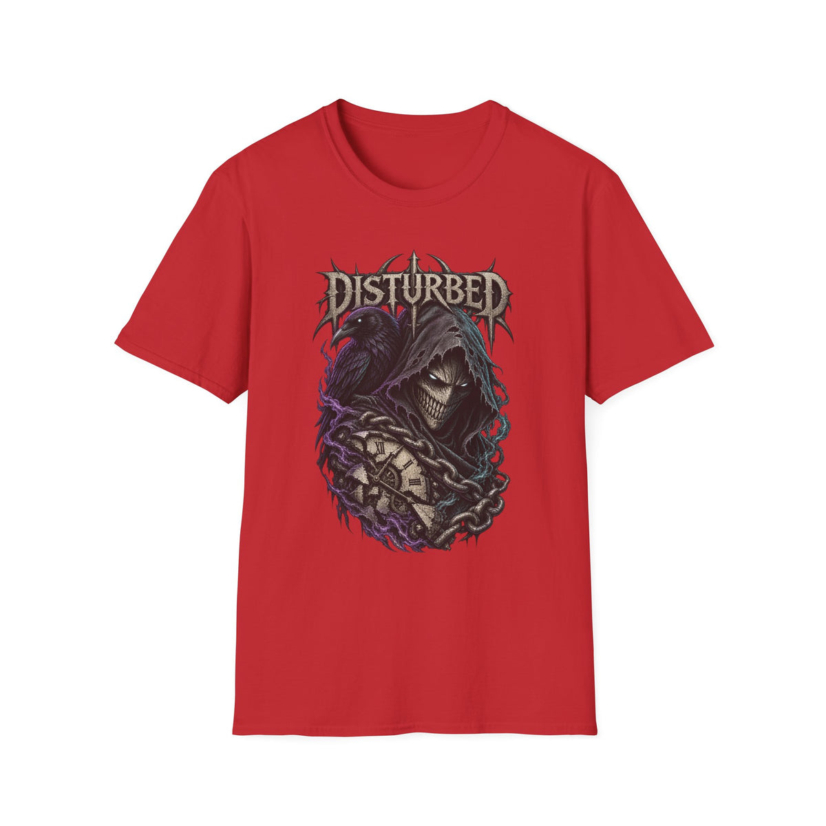 Disturbed | Grim Reaper and Chains Heavy Metal Band Graphic T-Shirt
