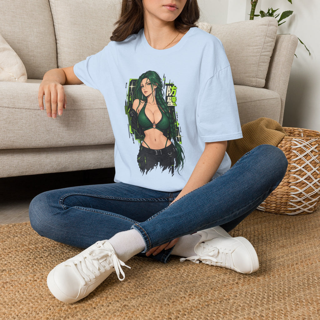 Jade | Anime Green-Haired Sexy Pin Up Girl Warrior Graphic Shirt