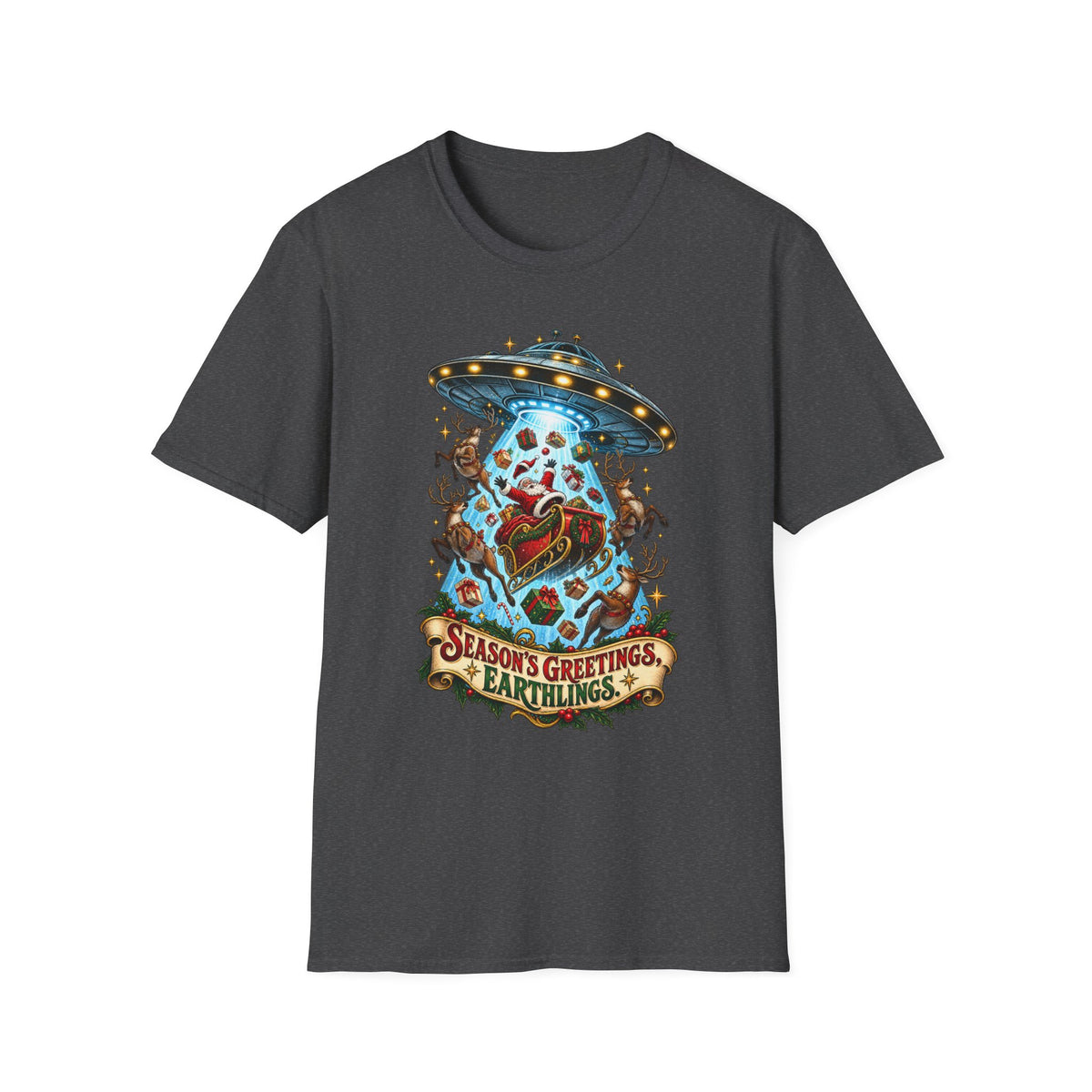 UFO Christmas | Season’s Greetings Earthlings UFO Christmas T-Shirt