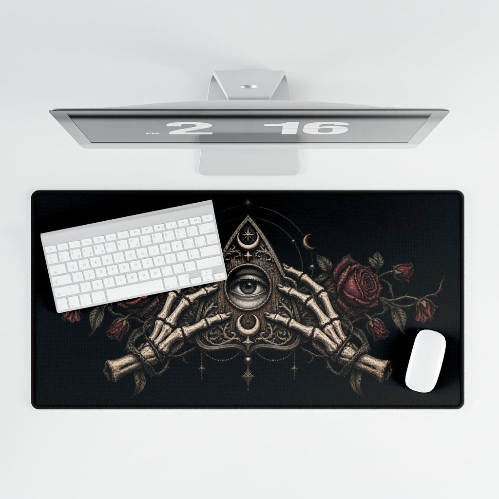 Mouse Mat | Haunted Planchette & Skeleton Hands | Gothic Spirit Board Art Desk Pad