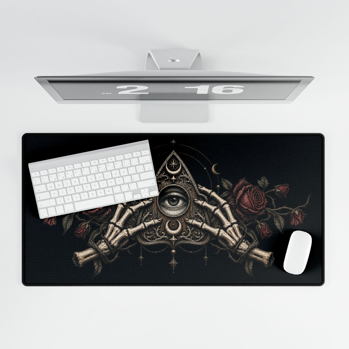 Mouse Mat | Haunted Planchette & Skeleton Hands | Gothic Spirit Board Art Desk Pad