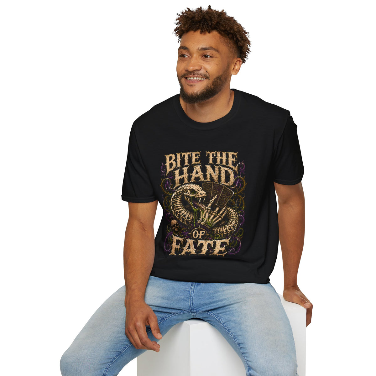 Bite the Hand of Fate Halloween T-Shirt - Vintage Snake Graphic Tee