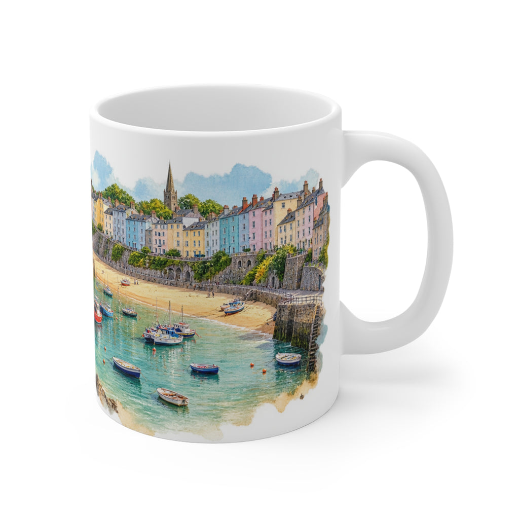 Tenby Harbour Mug | Pembrokeshire Watercolour | Welsh Seaside Gift