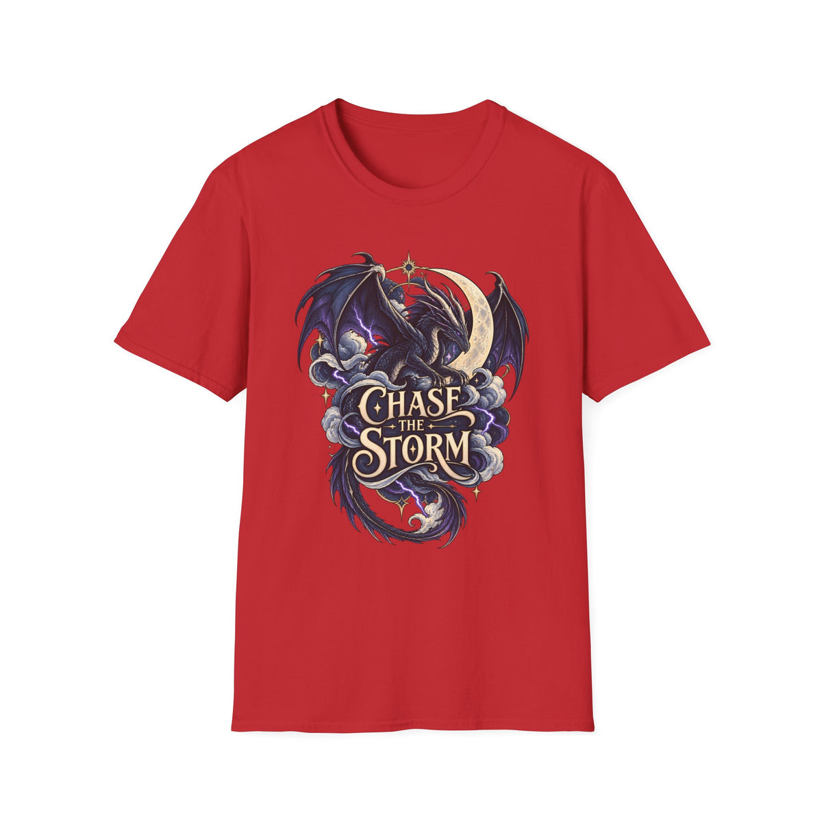 Chase the Storm | Onyx Storm | Fantasy Moon & Dragon T-Shirt