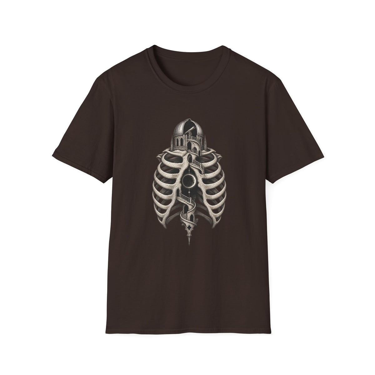 Gothic Ribcage T-Shirt Design | Surreal Observatory & Moon