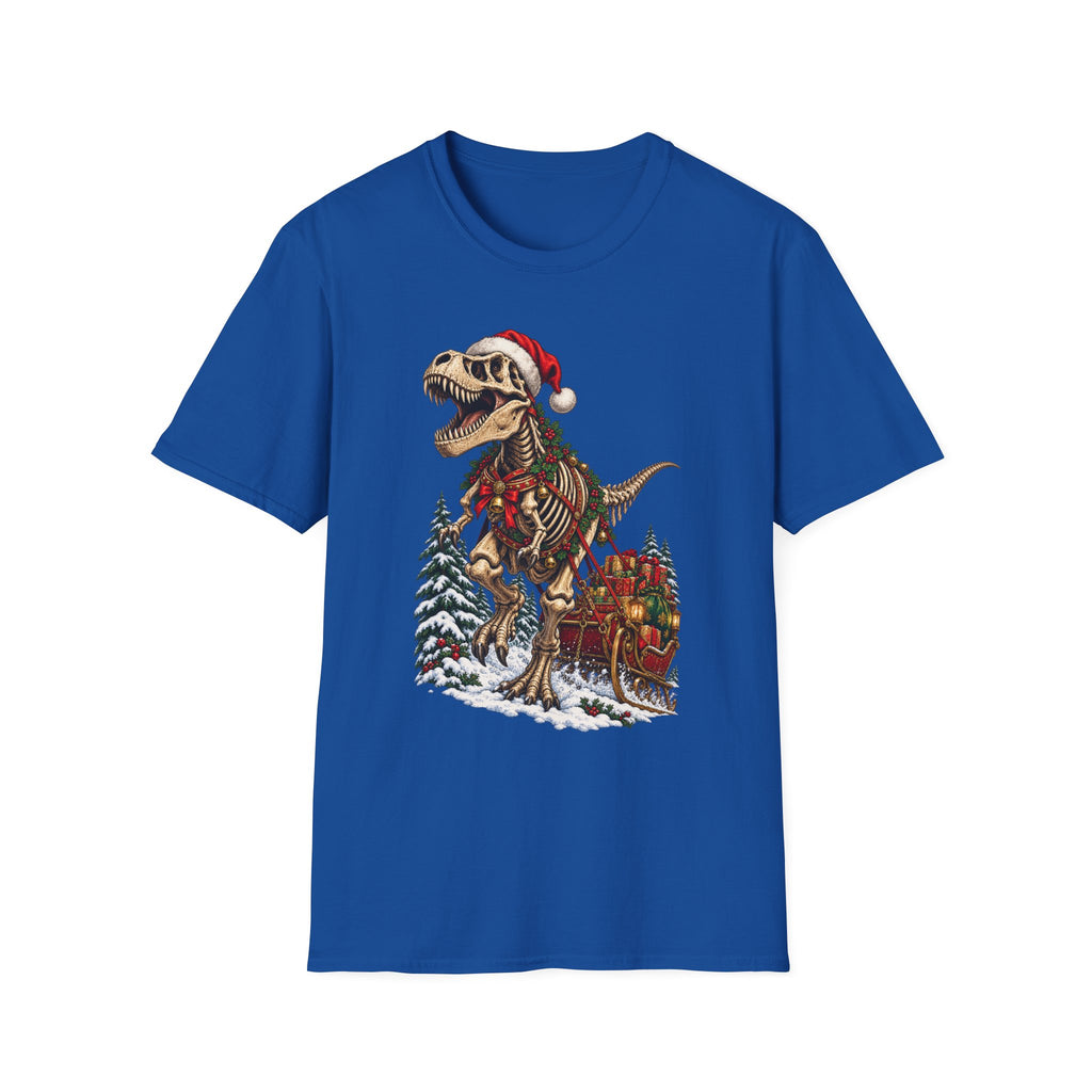 T-Rex Sleigh | Dinosaur Fossil Christmas T‑Shirt