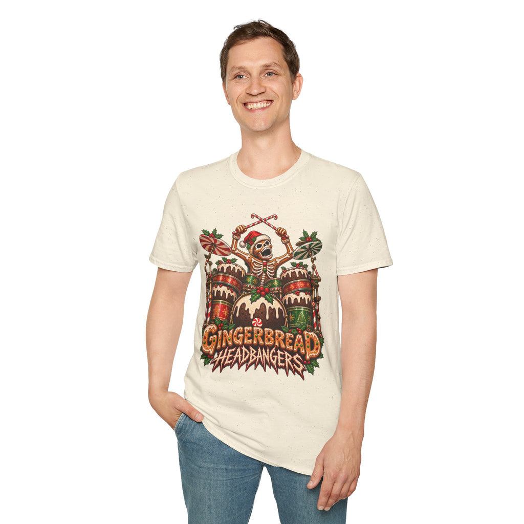 Gingerbread Headbangers | Drummer Christmas T-Shirt