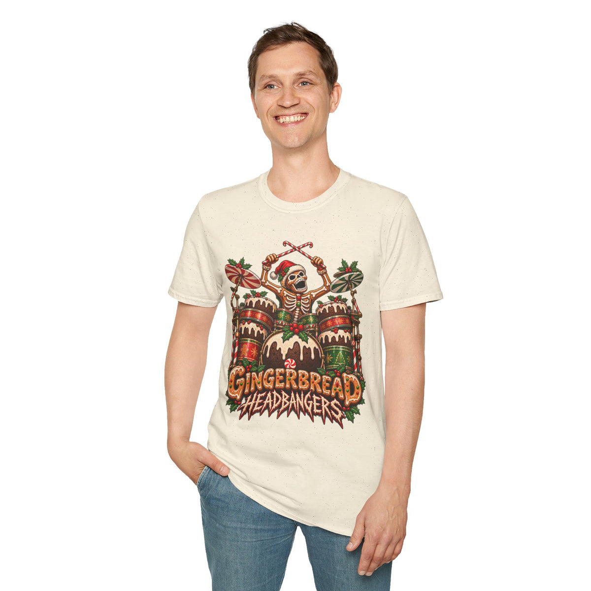 Gingerbread Headbangers | Drummer Christmas T-Shirt