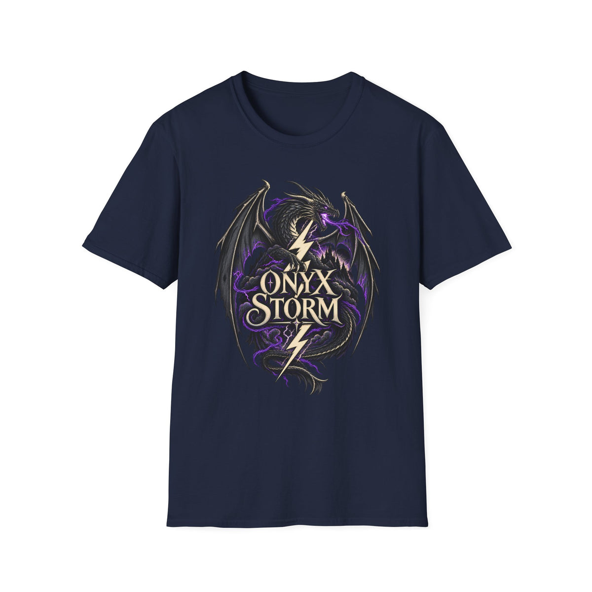 Onyx Storm Dragon T-Shirt | Book Inspired Gothic Lightning Fantasy Tee