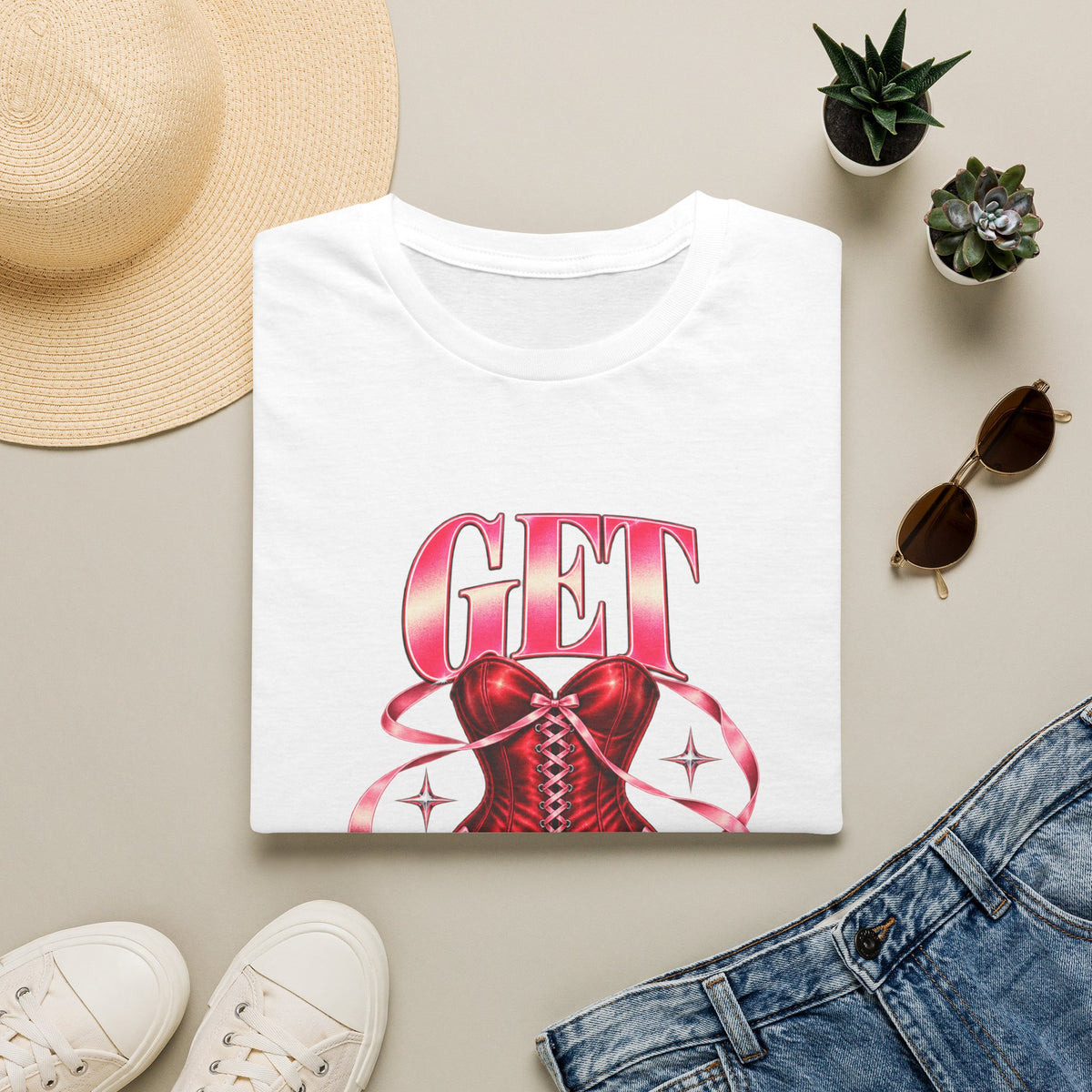 Get Sexy | Sugababes | Corset Retro Pink Y2K Vibe Graphic T Shirt