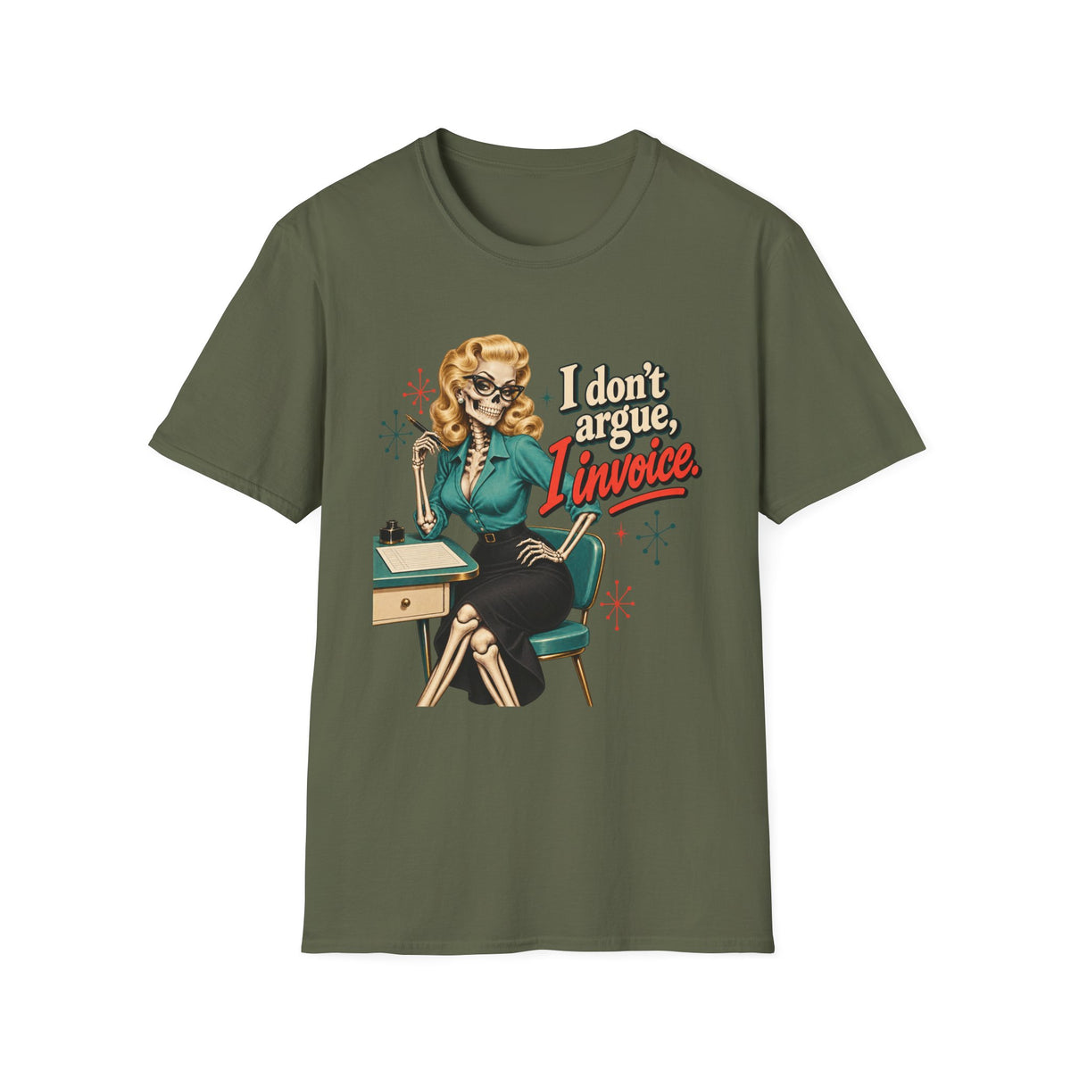 Vintage Retro Secretary | I Don't Argue, I Invoice | Graphic Tee