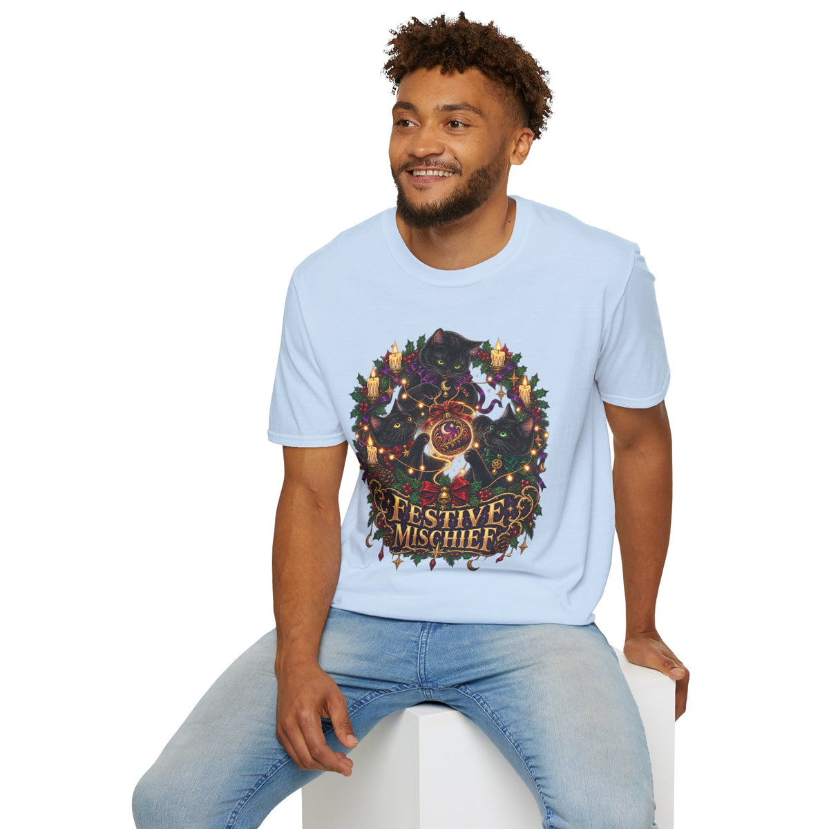 Festive Mischief | Cat Lover Christmas Holiday T-Shirt