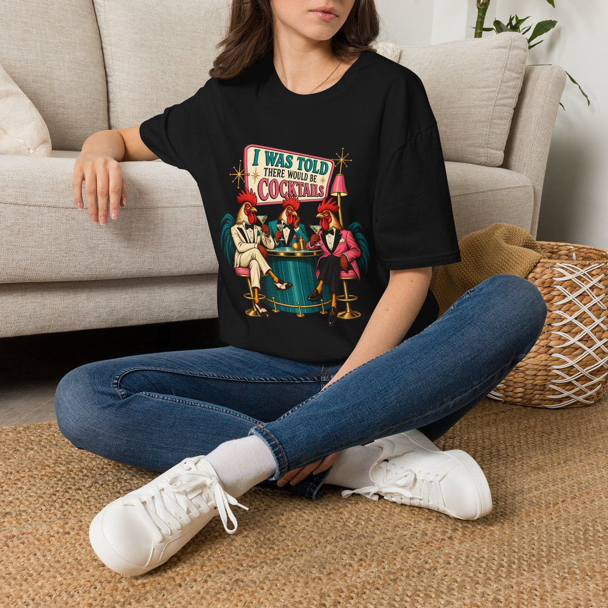 I Was Told There Would Be Cocktails T-Shirt | Retro Flamingo Bar Cocktail Tee