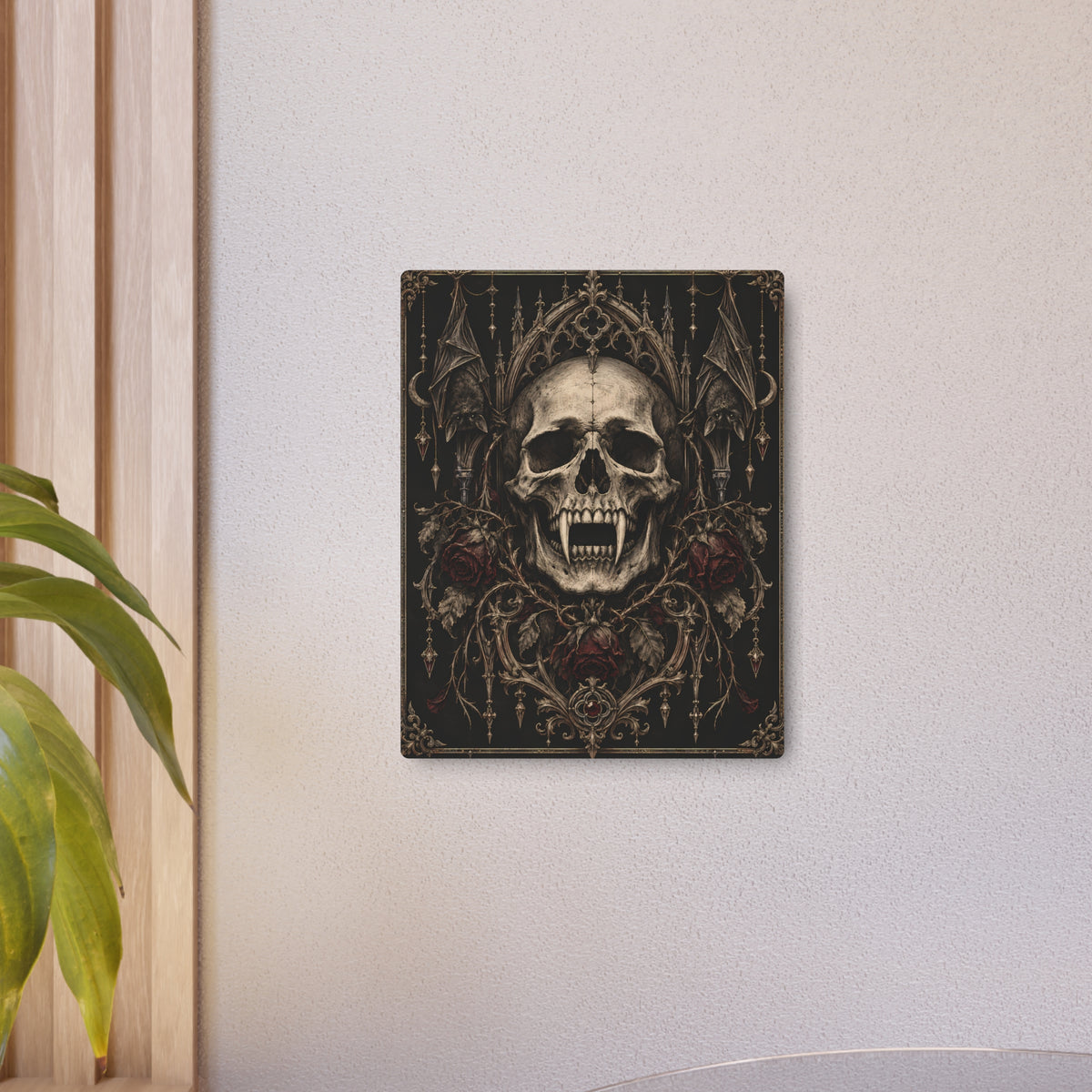 Metal Art Sign | Vampire Skull | Occult Wall Art