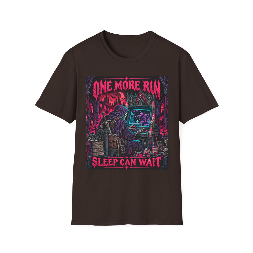 One More Run T‑Shirt — 'Sleep Can Wait' Retro Horror Gaming Tee