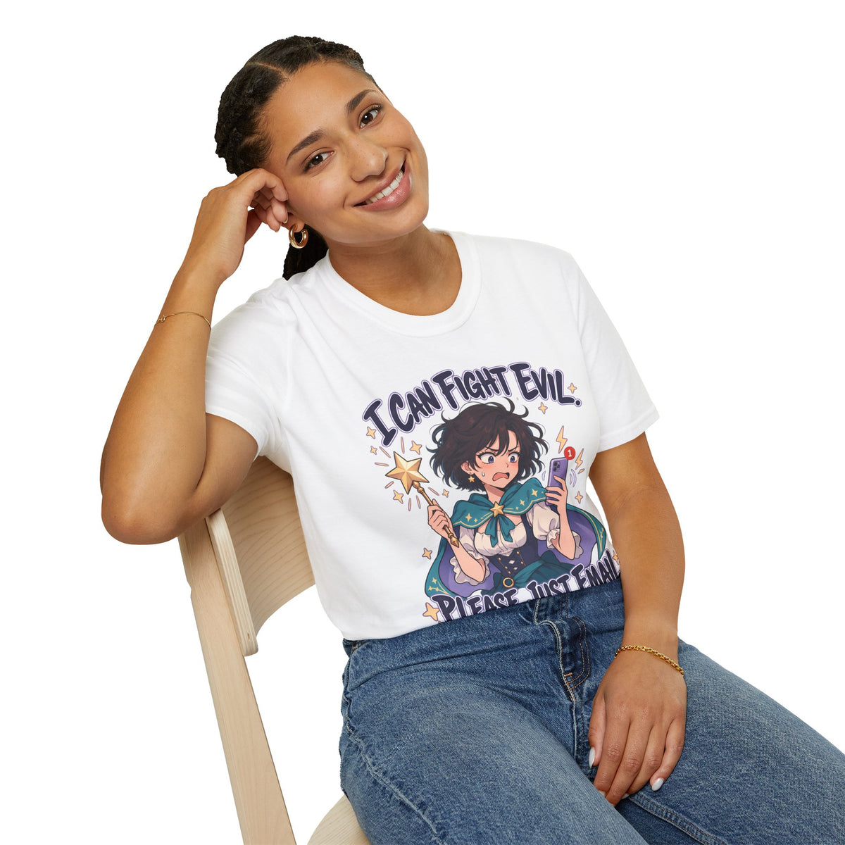 Working Witch | I Can Fight Evil, Please Just Email | Cute Anime T Shirt