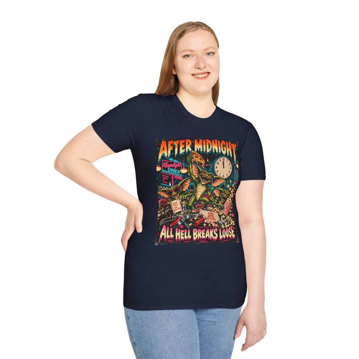 After Midnight Gremlin Tee — "All Hell Breaks Loose" Retro Horror T-Shirt