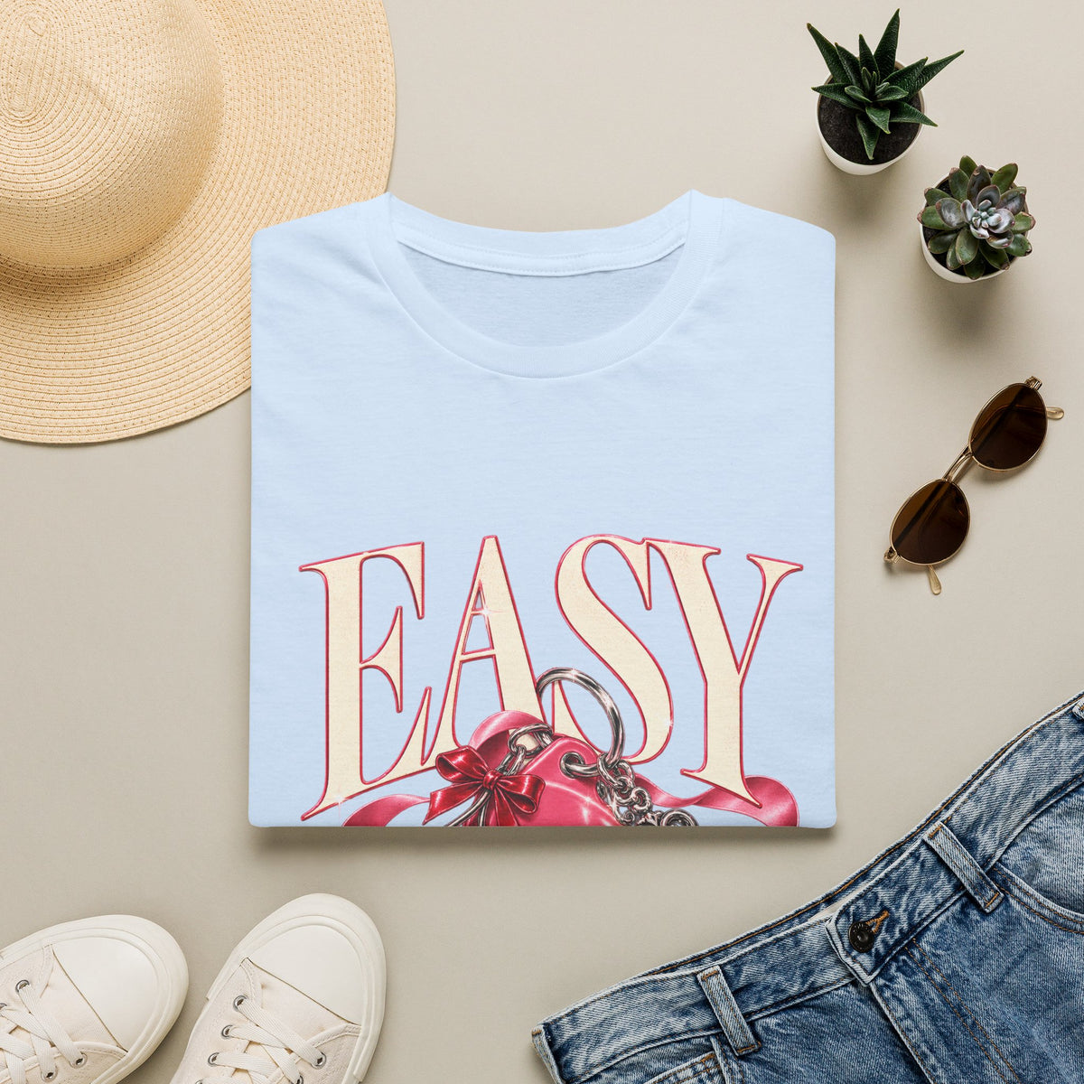 Sugababes | Easy Lockheart Pink Key & Heart Graphic T Shirt