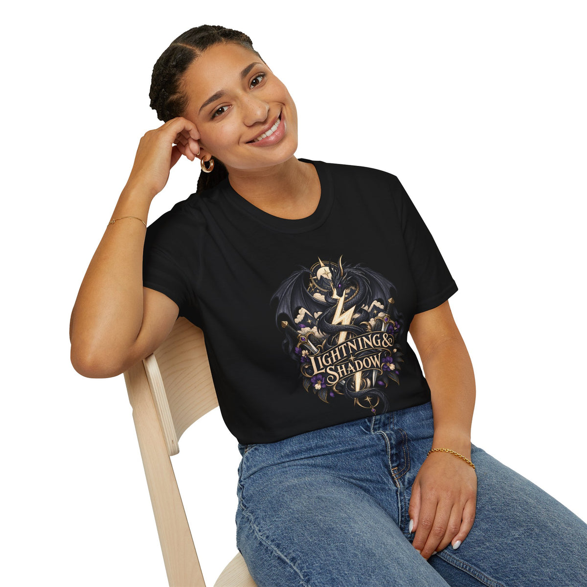 Lightning & Shadow | Onyx Storm Book Inspired Fantasy Dragon T-Shirt