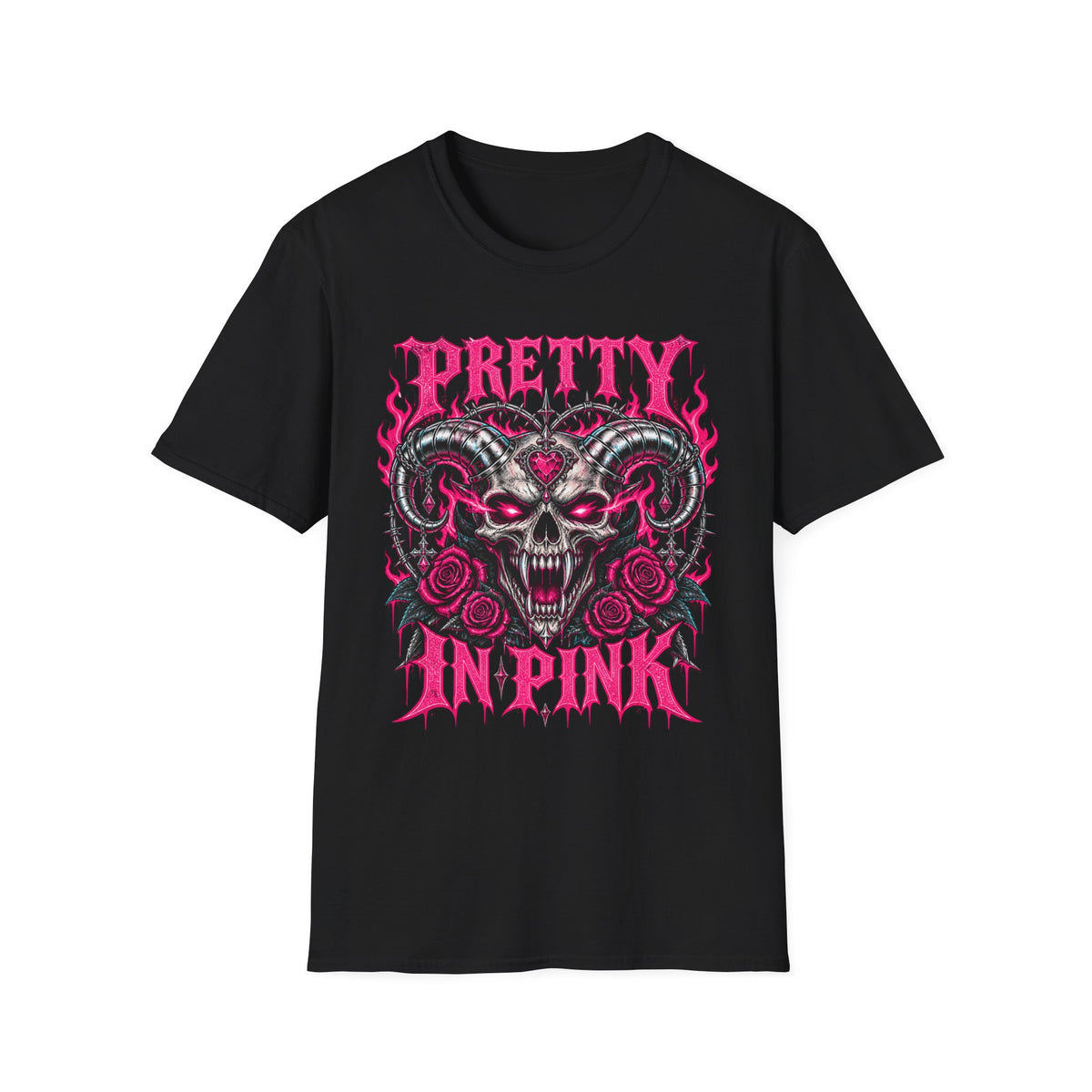 Pretty in Pink Skull | Gothic Rose Graphic Tee