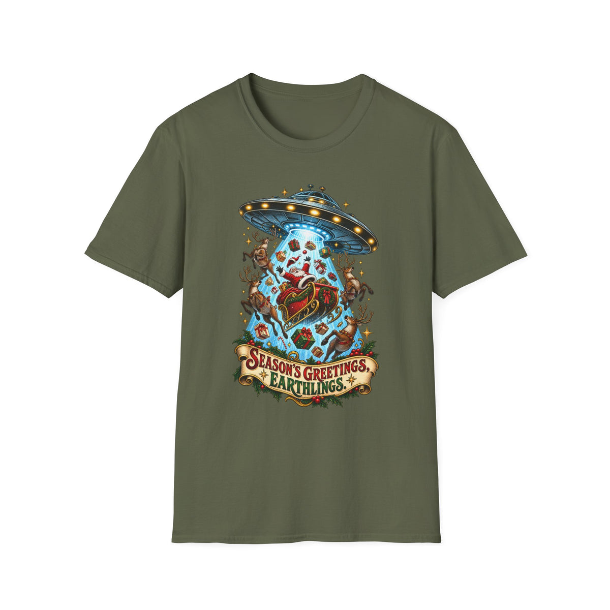 UFO Christmas | Season’s Greetings Earthlings UFO Christmas T-Shirt