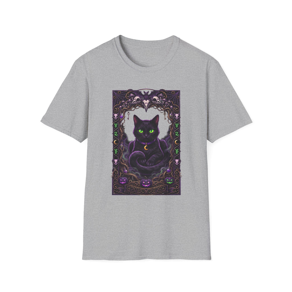 Mystic Green-Eyed Cat Tee - Gothic Occult Cat Graphic T-Shirt