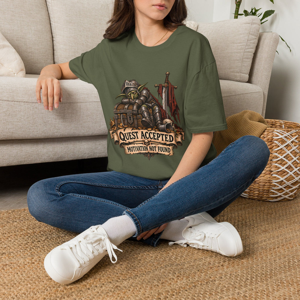 Quest Accepted T‑Shirt | Fantasy Gamer Tee (Motivation Not Found)