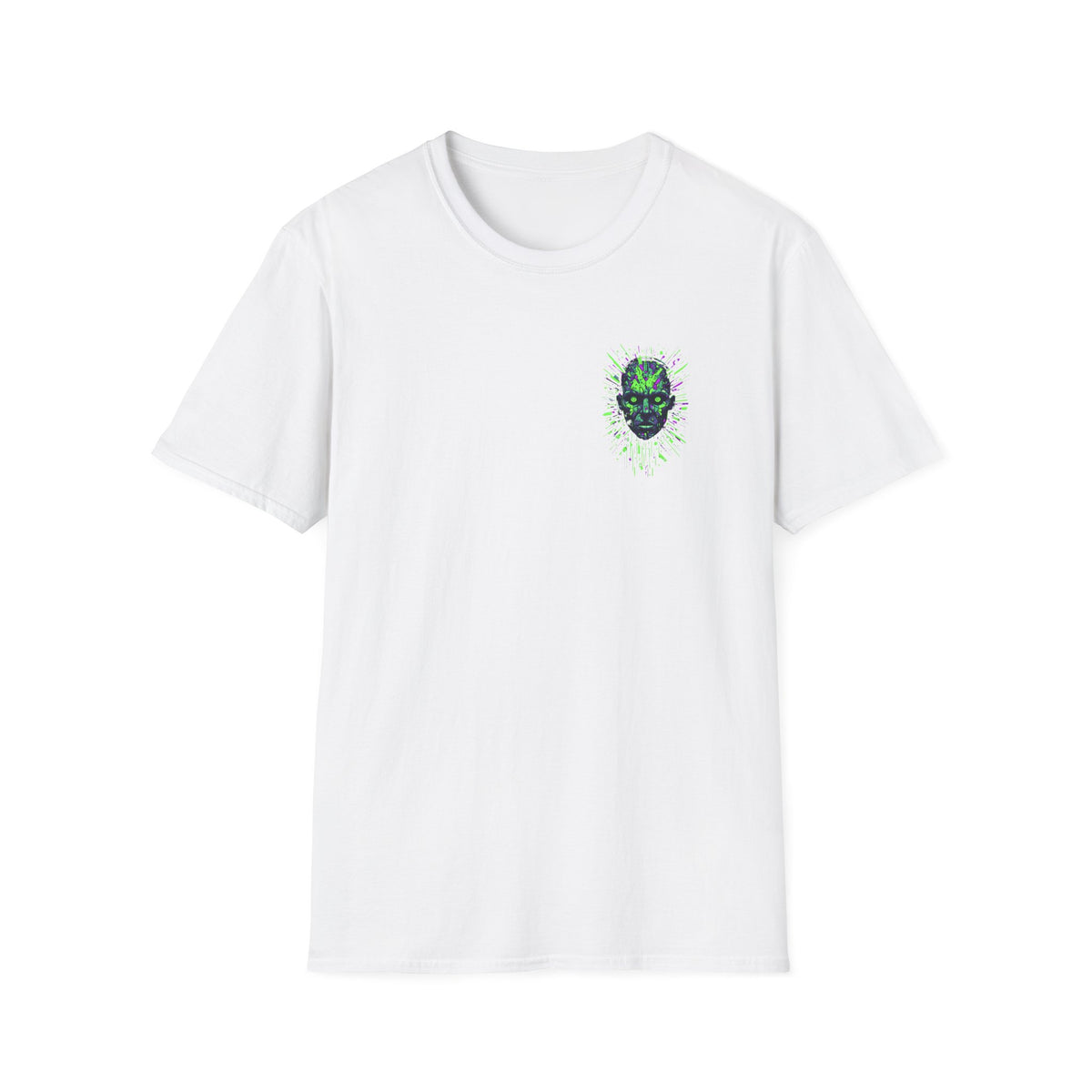 Neon Cyber Skull T-Shirt — Glowing Green Sci‑Fi Graphic Tee